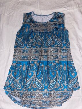 Turquoise Paisley Scoop Neck Tank Top